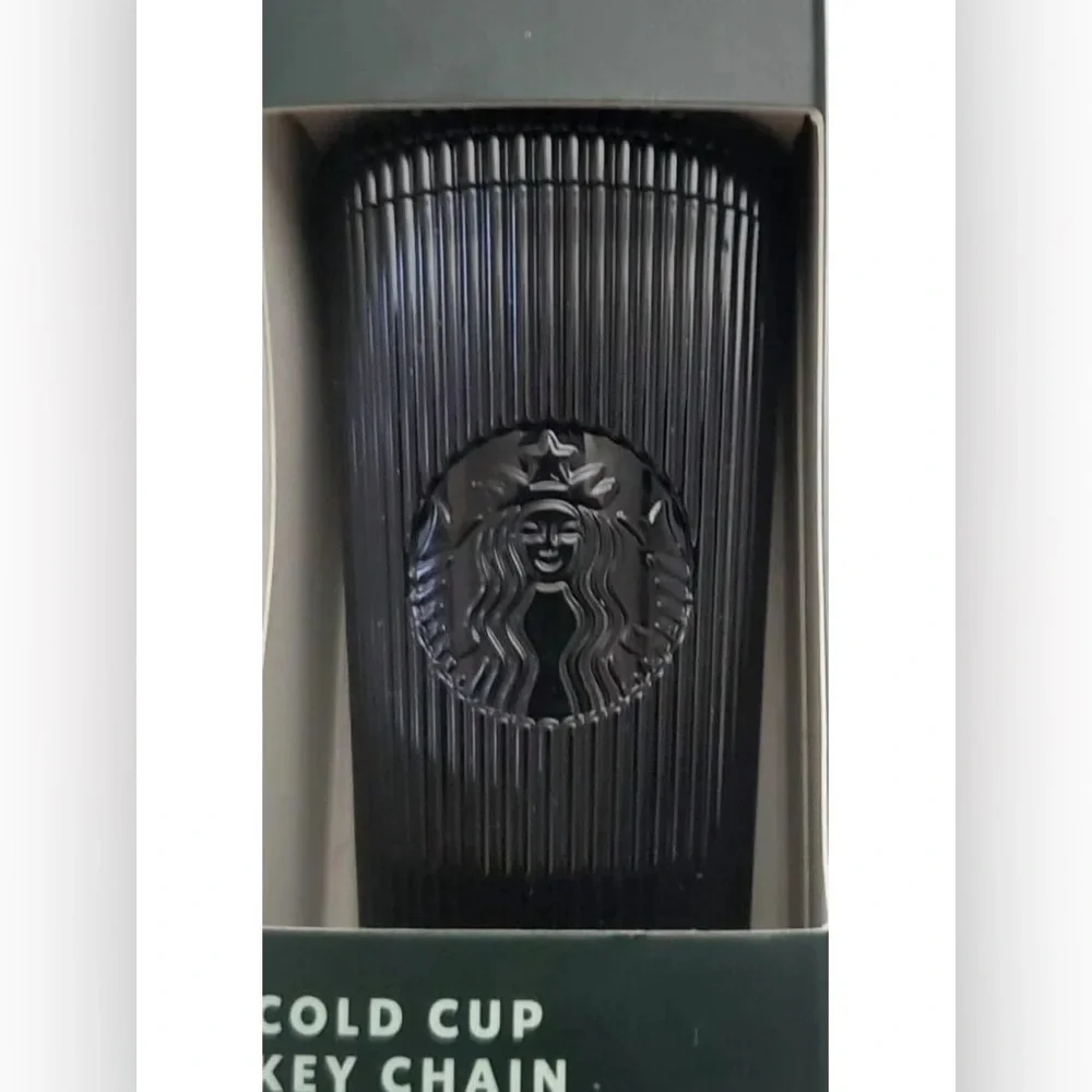 * NIB Starbucks Jet Black Pleated Metallic Core 2024 Key Chain Tumbler Cold Cup